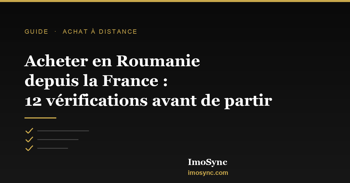 Acheter un bien immobilier en Roumanie depuis la France : 12 vérifications à faire avant de se déplacer